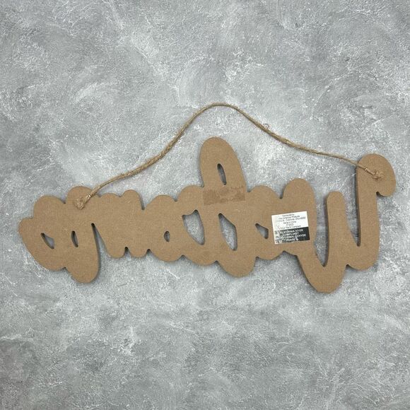 NWT Welcome Sign Front Door Wall Hanging Decor Minimalist White Brown - Picture 2 of 11